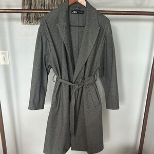 Zara Gray Belted Coat